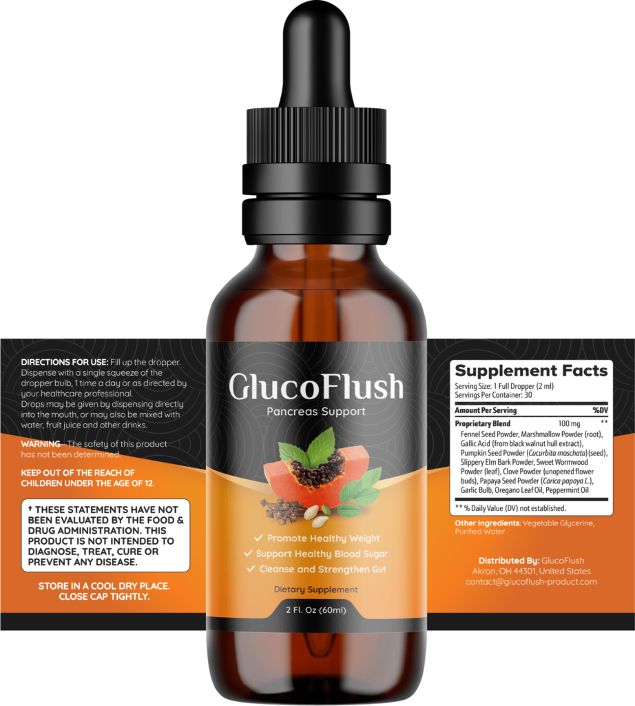 GlucoFlush supplement supplement facts with single bottle